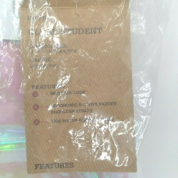 Dickies Clear & Pink 2 Zipper Compartments PVC Student Backpack NWT (PB015) main image 7